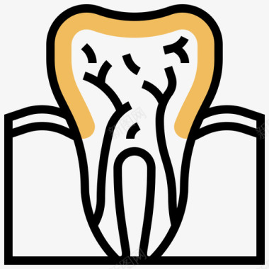 牙齿人体器官18黄色阴影图标