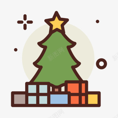 圣诞树圣诞310线形颜色图标