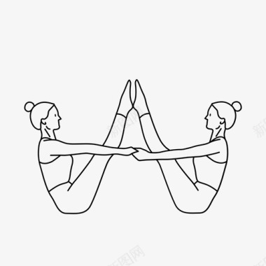 双人划船姿势双人瑜伽图标
