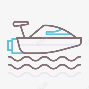 水上飞机水上运动3线颜色图标