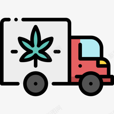 送货车大麻13线性颜色图标