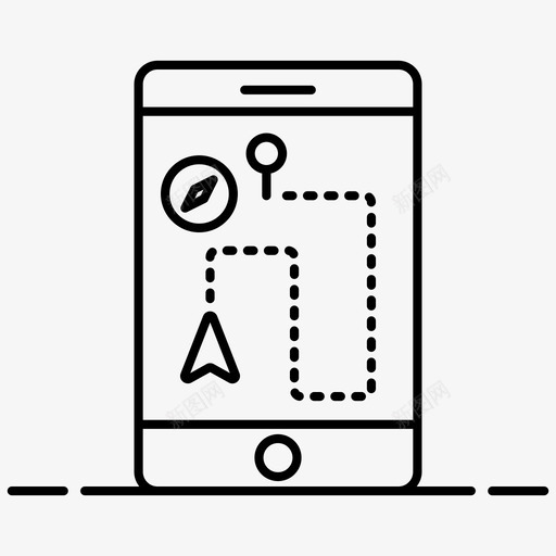 移动导航gps定位应用svg_新图网 https://ixintu.com 移动 导航 定位 gps 应用 在线 地图 旅游线 矢量 矢量图 图标