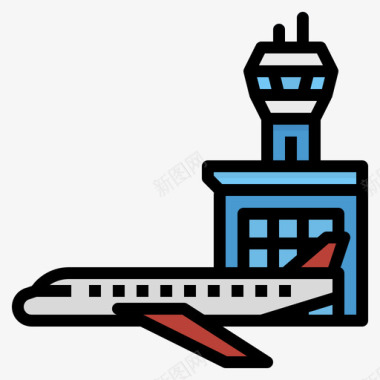 机场公共服务8线性颜色图标