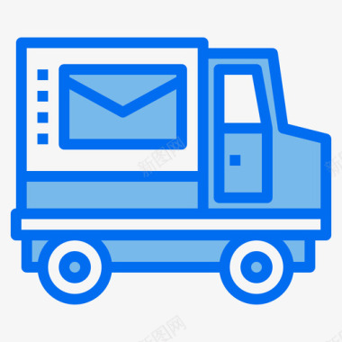 送货车邮政7蓝色图标