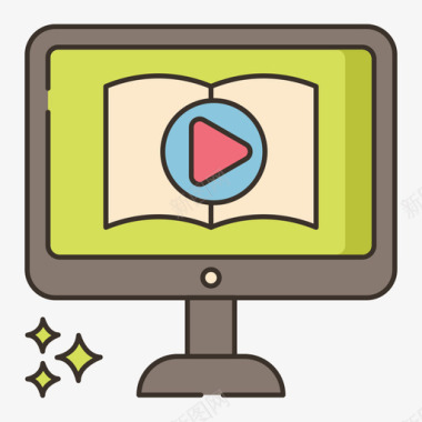 视频教程教育娱乐3线性颜色图标