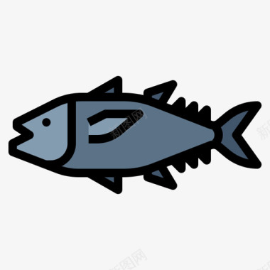 鱼食品和饮料15线颜色图标