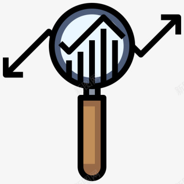 分析商业和市场营销线性色彩图标