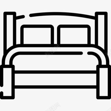 双人床床和早餐32直系图标