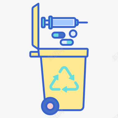 生物医药废弃物回收中心1线性颜色图标