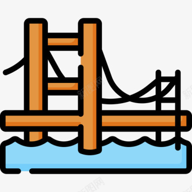 桥城市元素81线性颜色图标
