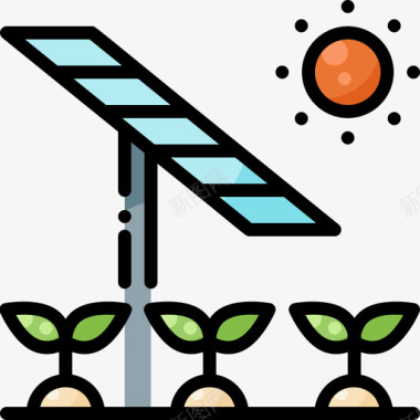 太阳能智能农场75线性颜色图标