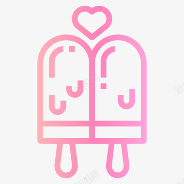 冰淇淋爱情与情人节4渐变色图标