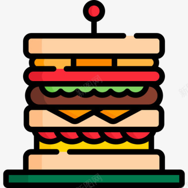 三明治食物193原色图标