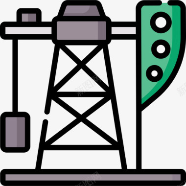 石油开采可再生能源45线性颜色图标