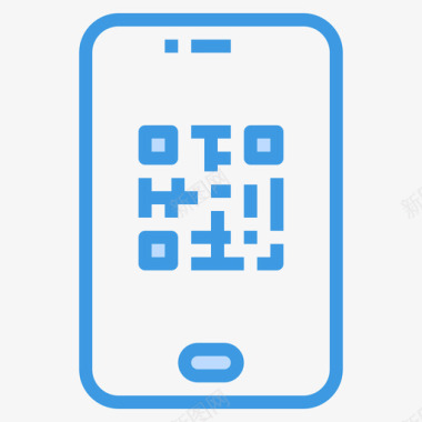 二维码智能手机技术10蓝色图标