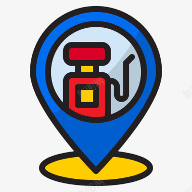 加油站导航和地图3线颜色图标