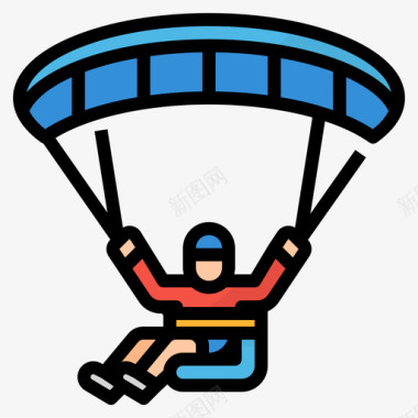 滑翔伞极限运动4线性颜色图标