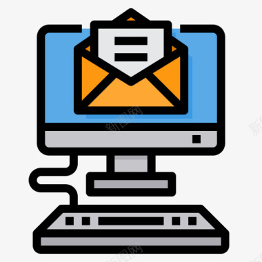 电子邮件电脑76线颜色图标