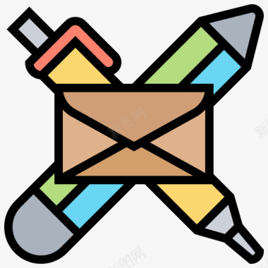 邮件邮政服务16线颜色图标