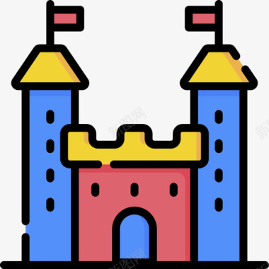 城堡游乐场59线性颜色图标