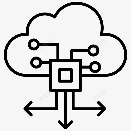 云技术云计算云开发svg_新图网 https://ixintu.com 技术 云计算 开发 服务器 连接 数据传输 现代 向量 图标