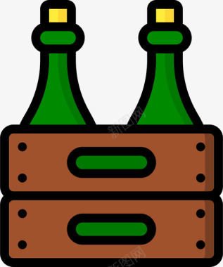 板条箱葡萄酒12线性颜色图标
