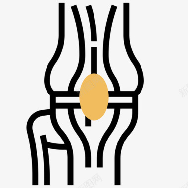 膝关节人体器官18黄色阴影图标