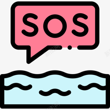 Sos35号游泳池线性颜色图标