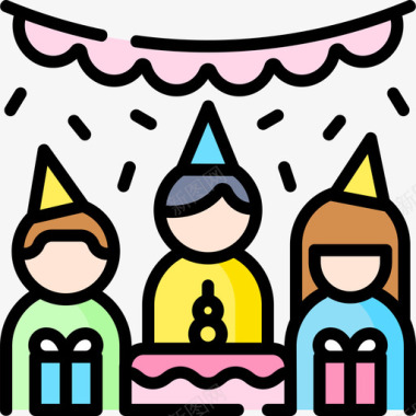 生日聚会和庆祝41线性颜色图标