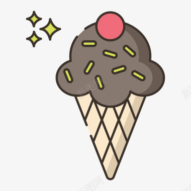 冰淇淋热带56线性颜色图标