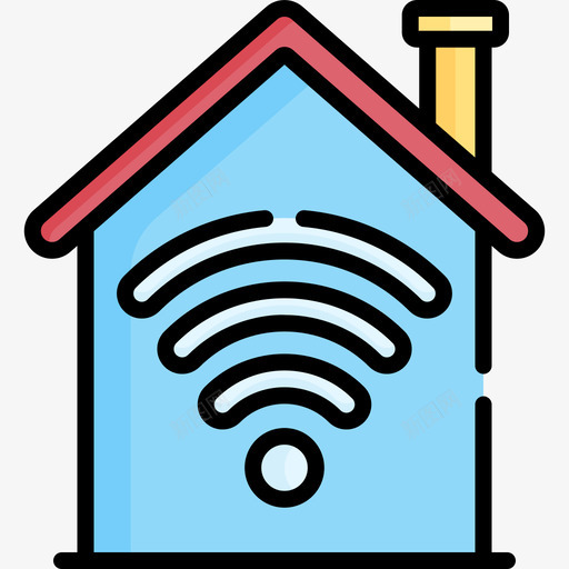 Wifi连接在家工作70线性颜色svg_新图网 https://ixintu.com Wifi 连接 在家 工作 线性 颜色