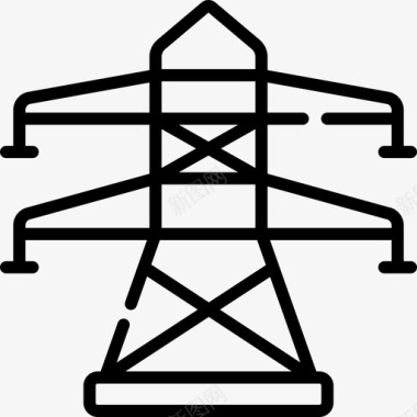 输电塔可再生能源46线性图标