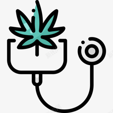 医用大麻13线性颜色图标