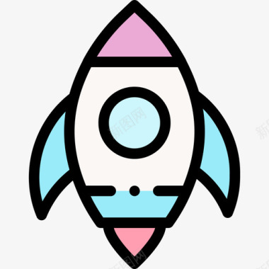 火箭儿童玩具28线性颜色图标