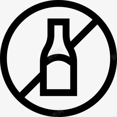 禁止饮酒信号和禁令9线性图标