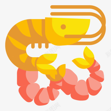 虾健康食品48扁平图标