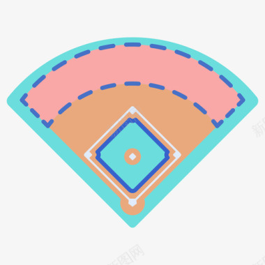 棒球场棒球79线性颜色图标