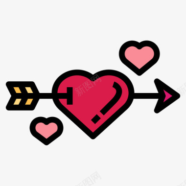 箭头爱情和情人节6直线颜色图标