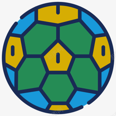 足球巴西9线性颜色图标