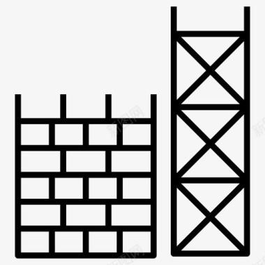 建筑工地砖混建筑建筑图标