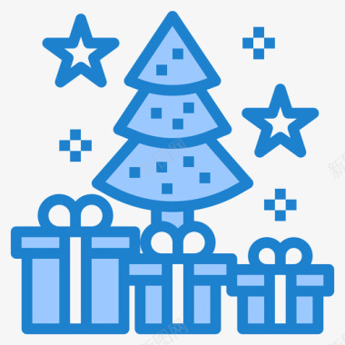 圣诞节礼物34蓝色图标