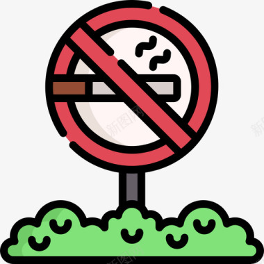 禁止吸烟城市公园30线性颜色图标