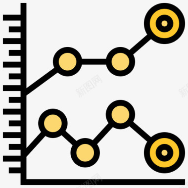 图表研究和分析6线颜色图标