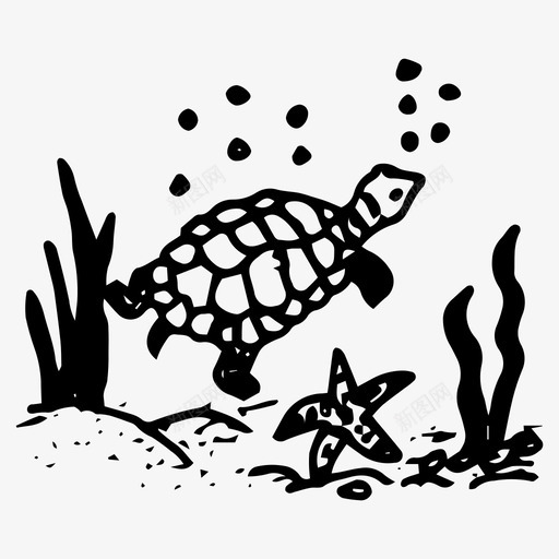 水下世界手绘海洋svg_新图网 https://ixintu.com 水下 世界 手绘 海洋 海龟