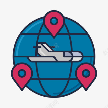 地区航空公司2线性颜色图标