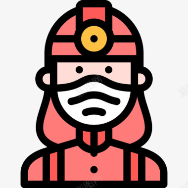 消防员带医用面罩的化身1线性颜色图标