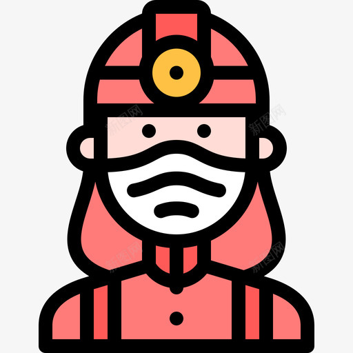 消防员带医用面罩的化身1线性颜色svg_新图网 https://ixintu.com 消防员 医用 面罩 化身 线性 颜色