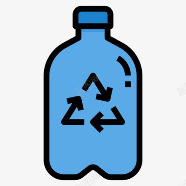 瓶子塑料污染23线性颜色图标