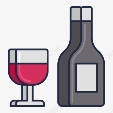 葡萄酒航空公司2线性颜色图标