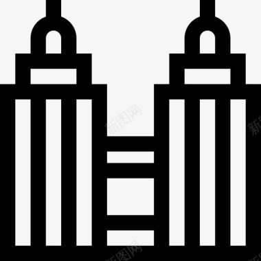马石油塔楼地标和纪念碑28座直线型图标